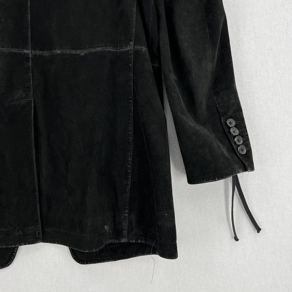 JOHN VARVATOS Jacket Mens Adult 50 Black Goat Suede Coat Button Up Slim Fit - Picture 10 of 16
